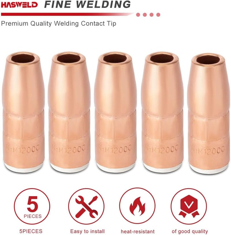 Hasweld Nozzle For N-M1200C 1/2" Flush AccuLock MDX Fits Miller MDX-250 MDX250 EZ-Select MIG Welding Guns Part 5-PK - Image 2